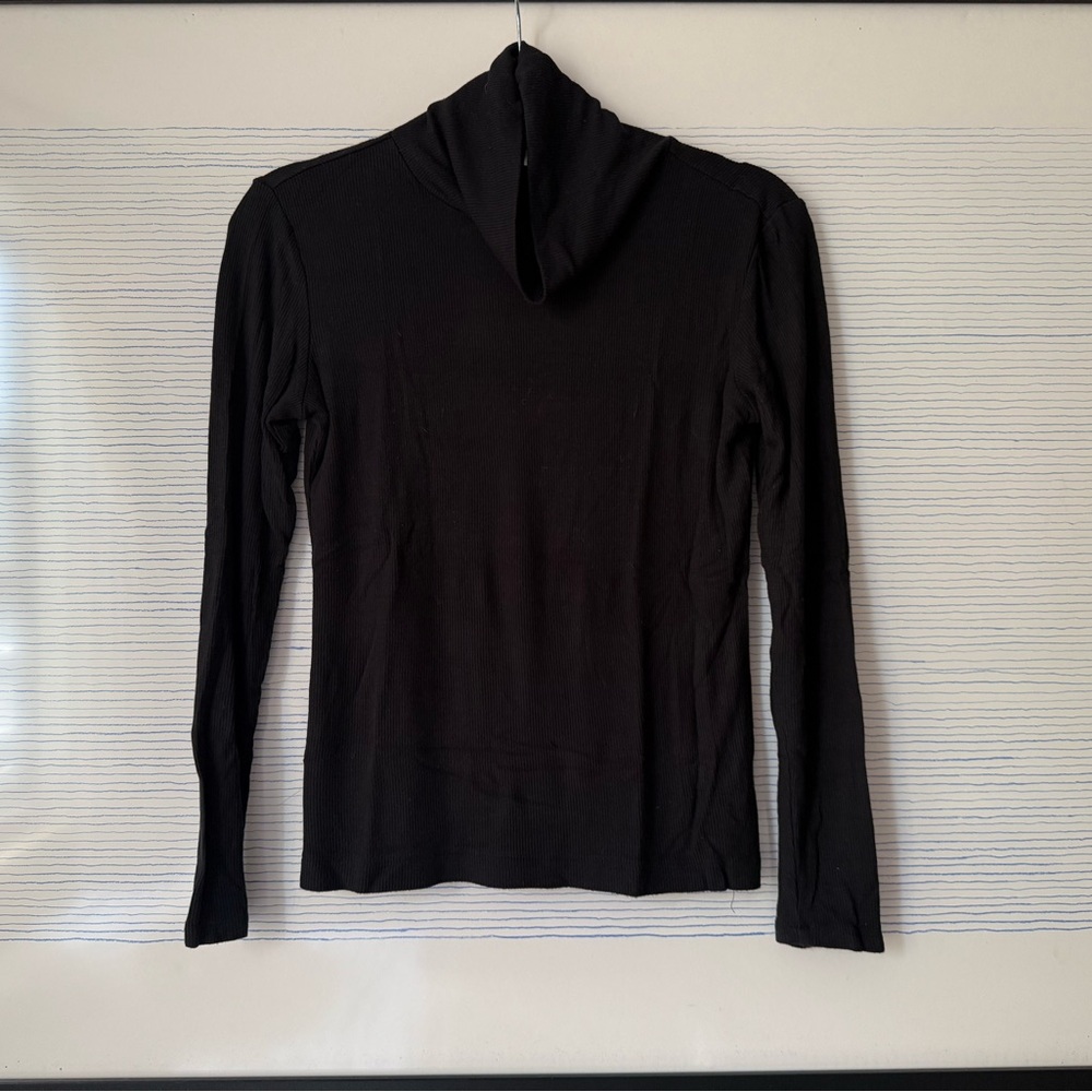 Three Dots Black Long Sleeve Ribbed Turtleneck